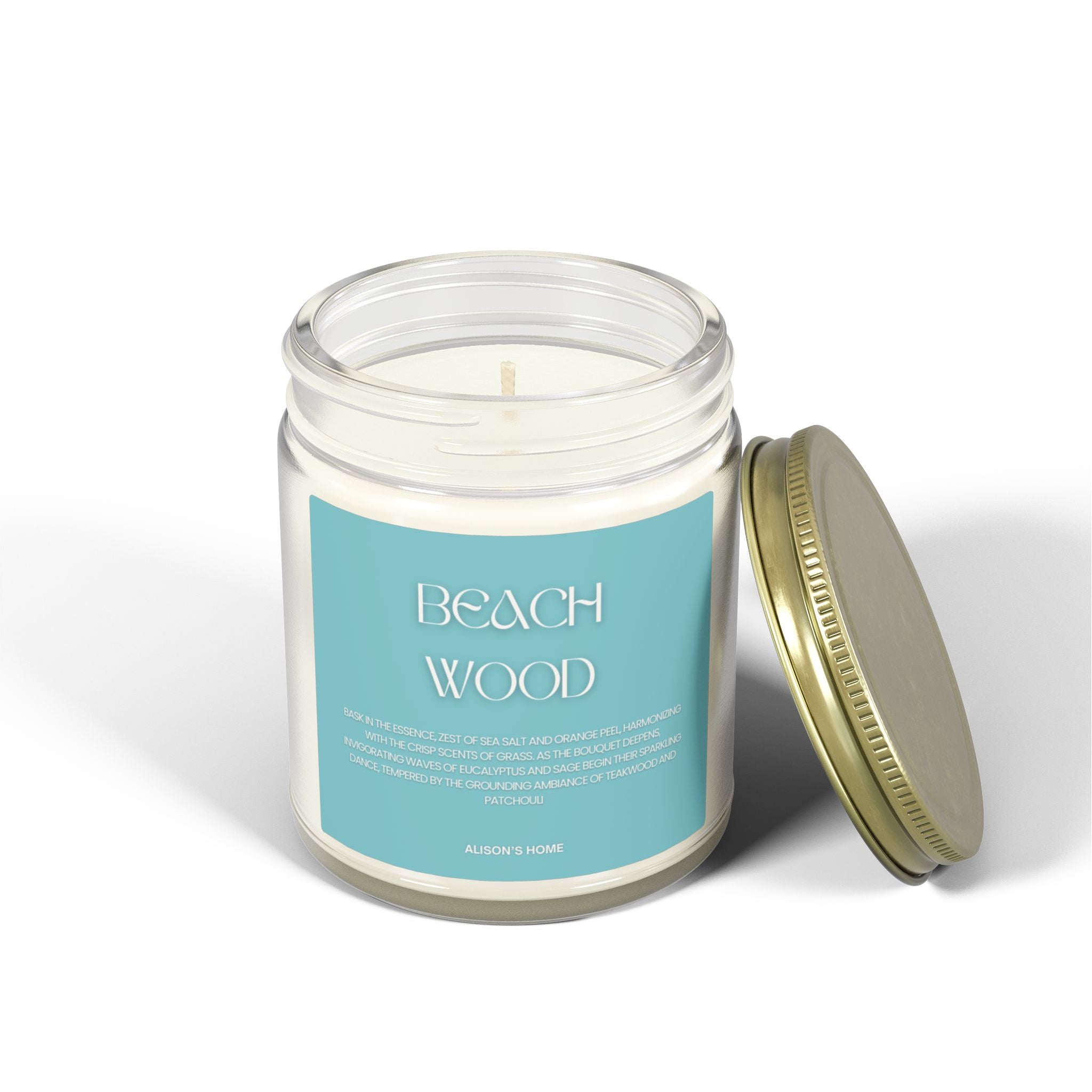 Coastal Beach Wood Scented Candle — Coconut Apricot Wax (4oz & 9oz)